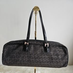Fendi Black and Brown East West Shoulder Bag